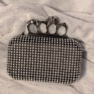Brass Knuckle Ring Embellished Clutch